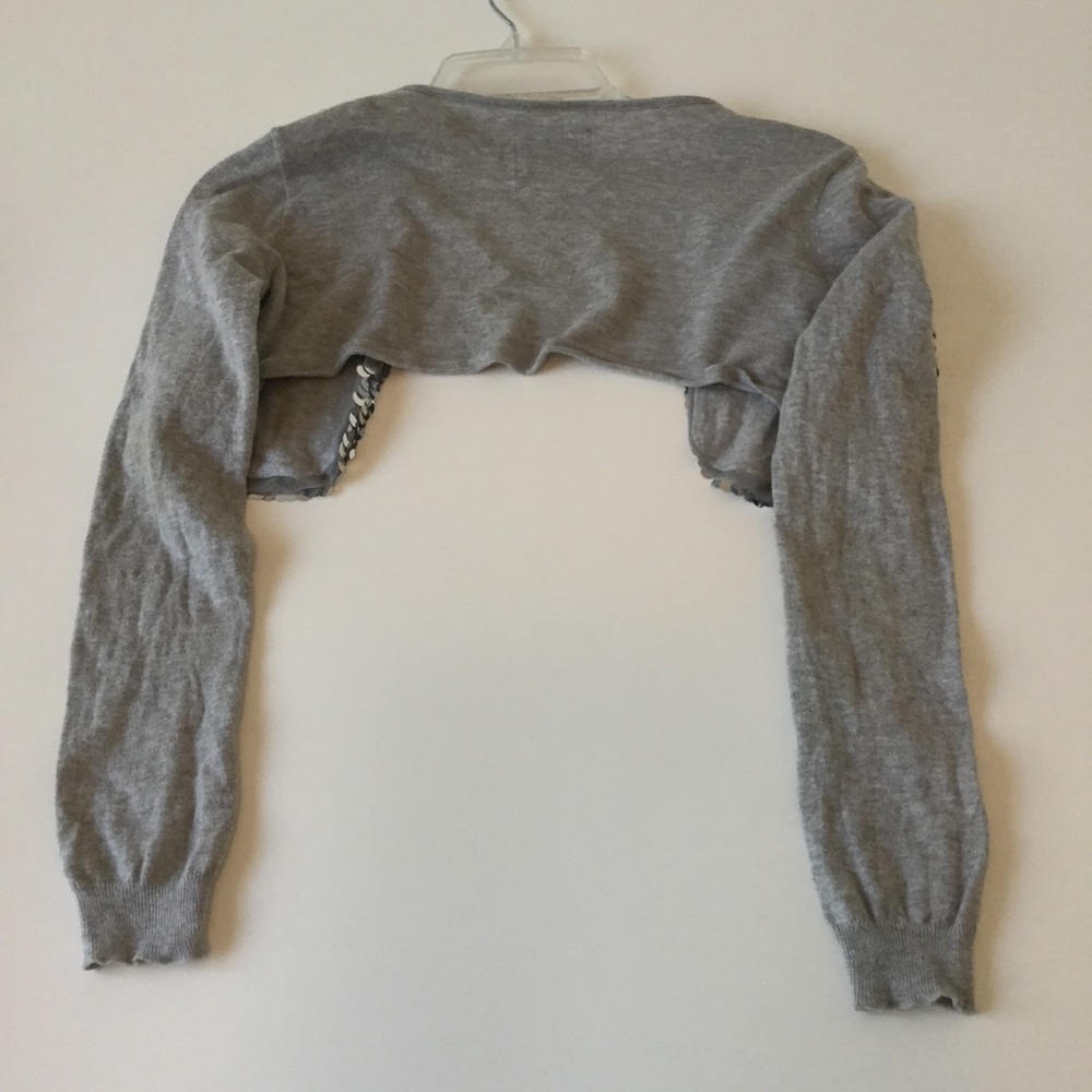 Justice 12/14 Sweater Gray Shrug Sequins Girls - Picture 4 of 5